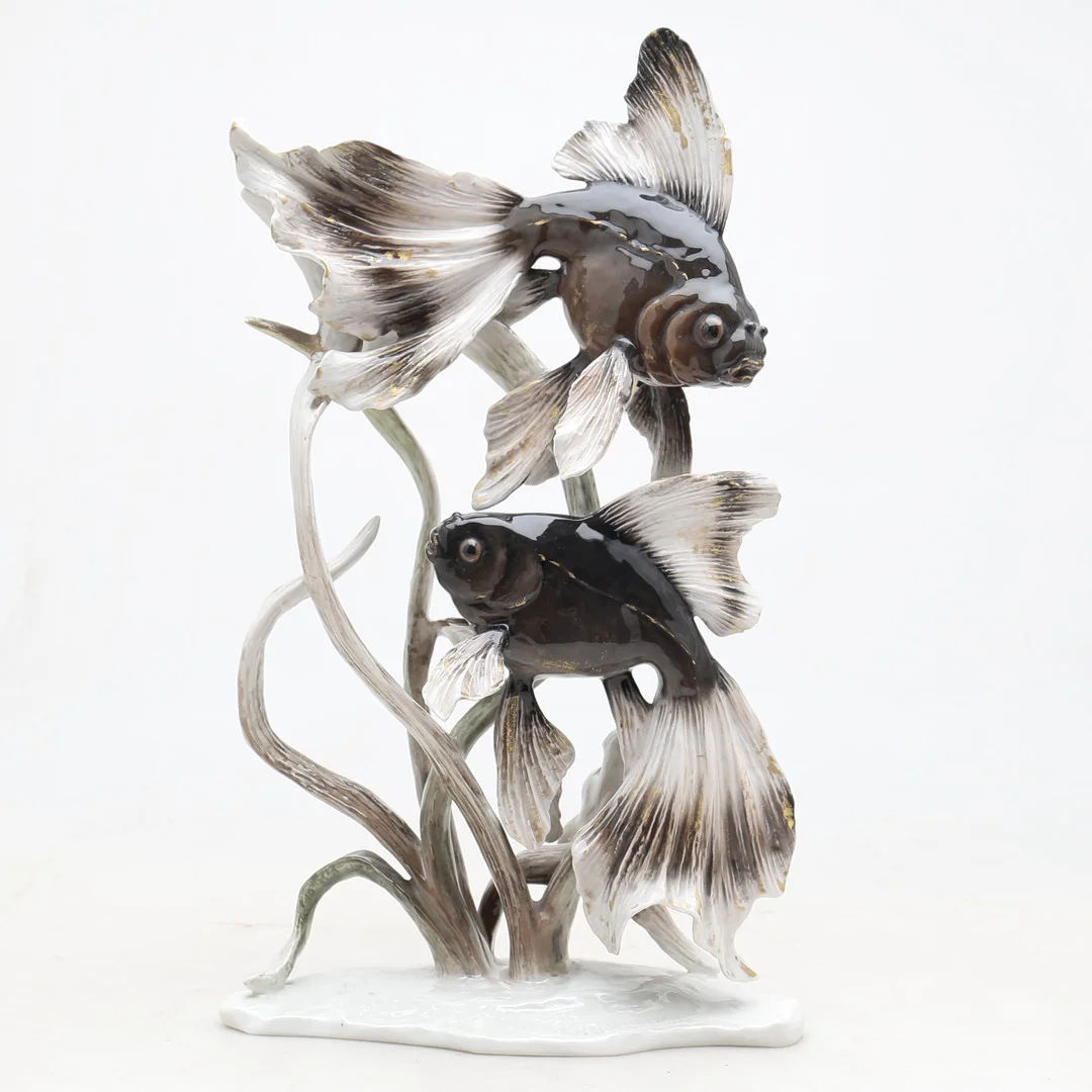 FRITZ HEIDENREICH. “Fish”, German porcelain group by Rosenthal, mid 20th Century. — European — Balclis