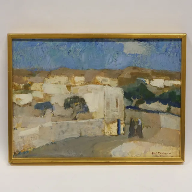LEIF NILSSON. OLJA, OLJA PÅ PANNÅ, FR. JERUSALEM, 37X52CM.