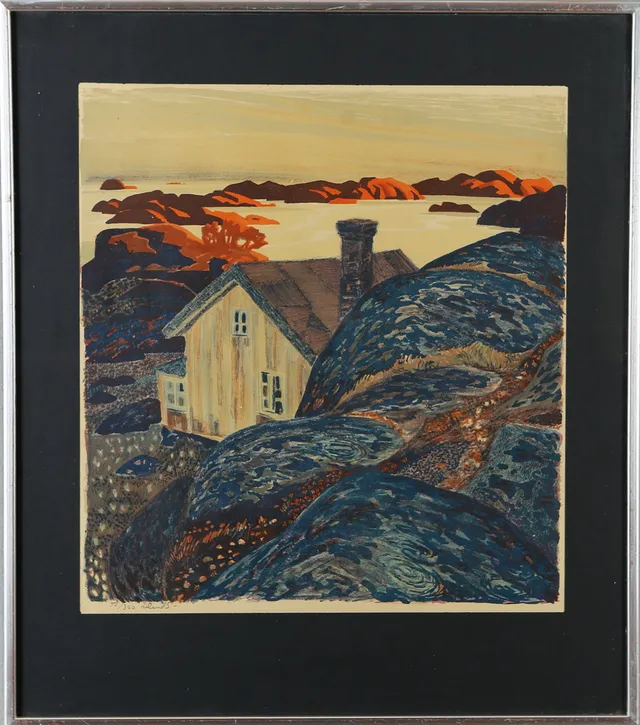 ROLAND SVENSSON. "Höstkväll, Stora Nassa", litografi, signerad och numrerad 92/360.