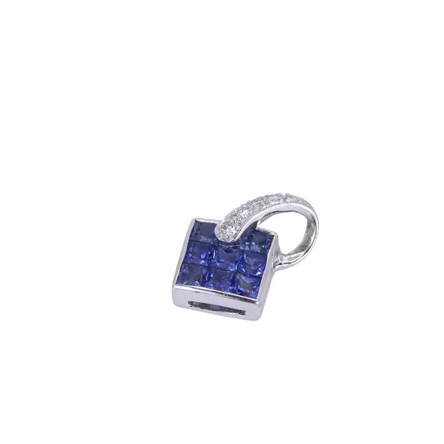 18CT GOLD SAPPHIRE & DIAMOND PENDANT.