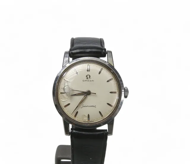 ARMBANDSUR Omega Seamaster stål med läderband,1960- talets början.