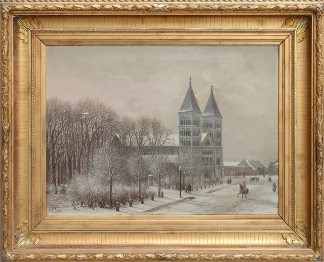 AXEL HJALMAR LINDQVIST. LUNDS DOMKYRKA I VINTERSKRUD.