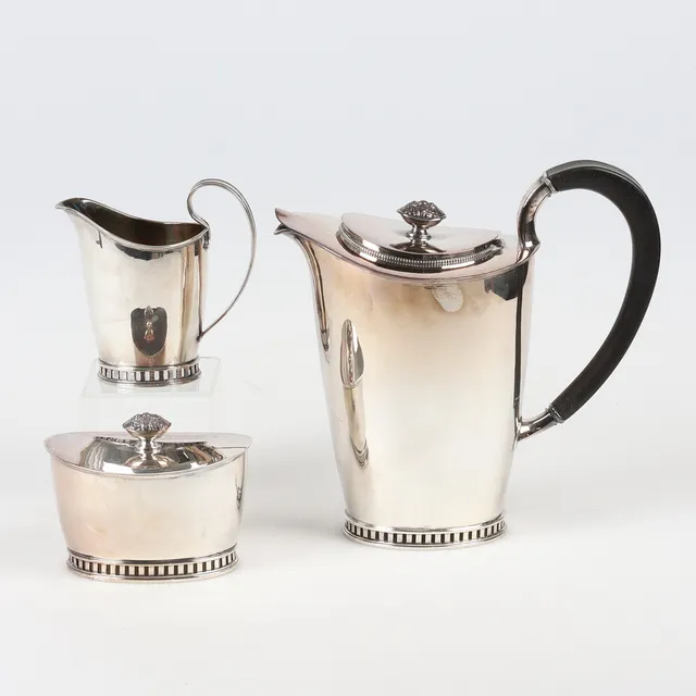 SVEN ARNE GILLGREN. Kaffeservisdelar, 3 st, silver, GAB, Stockholm, 1961.