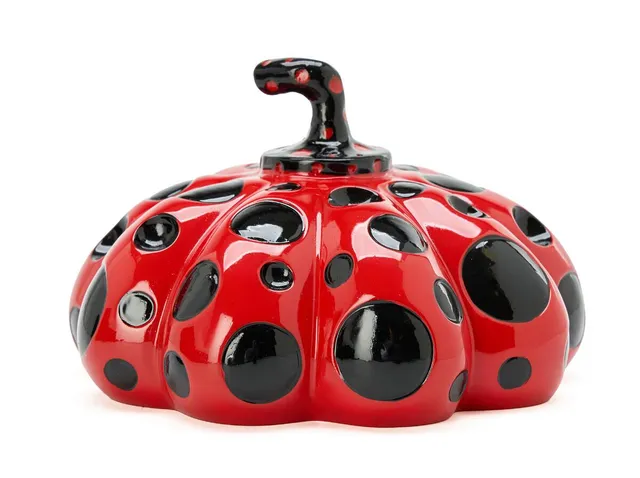 “Naoshima Red Pumpkin”, 2015. Stamped on the base. Published by Benesse Holdings, Inc. Painted and lacquered resin. 8.5 × 13.5 cm. In original box.