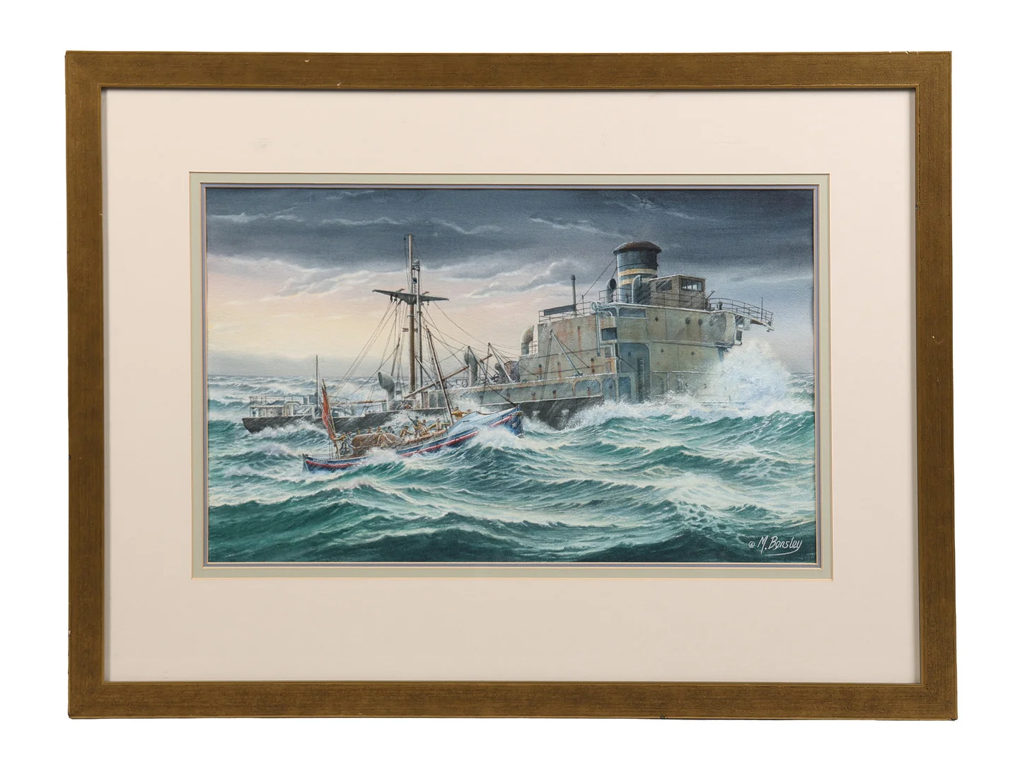 MICK BENSLEY (BRITISH, 1944-2023) LARGE TANKER AND LIFEBOAT. — Paintings — Bishop & Miller