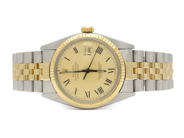 ROLEX, Oyster Perpetual, Datejust, Chronometer, Ref nr. 16013, Serie nr. 6111262, Cal 3035, Verk nr. 0320828, Boett nr. 16000, herrur, 36 mm, stål/guld, automatisk, plexiglas, datum, skadad urtavla, defekt, Jubileelänk, viklås, Ref nr. 62523H.14-E3/455 J, ca 1980, box, ytterkartong.