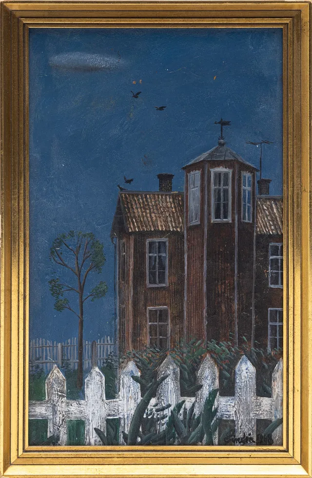 RAGNAR LINDÉN. "Huset", olja på duk, signerad och daterad 1968.