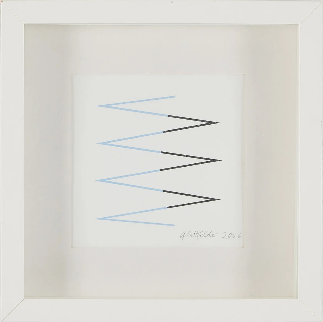 HANS-JÖRG GLATTFELDER (F. 1939). Sicksackmönster, serigrafi, signerad, daterad 2007. — Engravings & Prints — Stockholms Auktionsverk Magasin 5