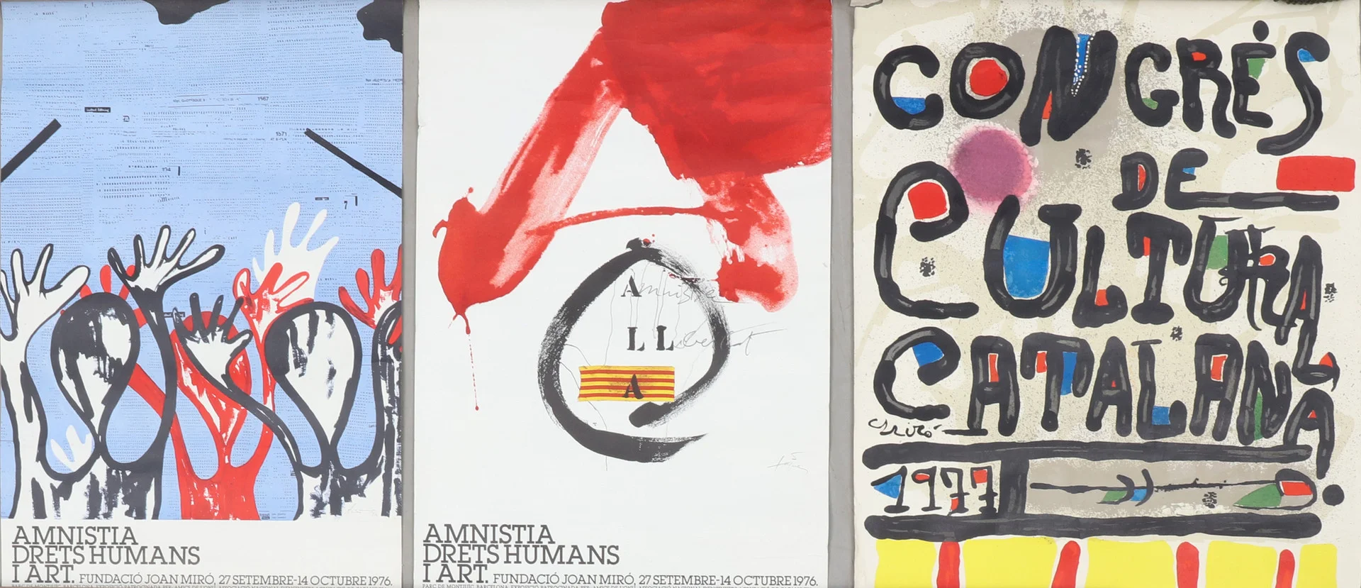JOAN MIRÓ. EFTER. Utställningsaffischer, 3 stycken. — Engravings & Prints — Södermanlands Auktionsverk