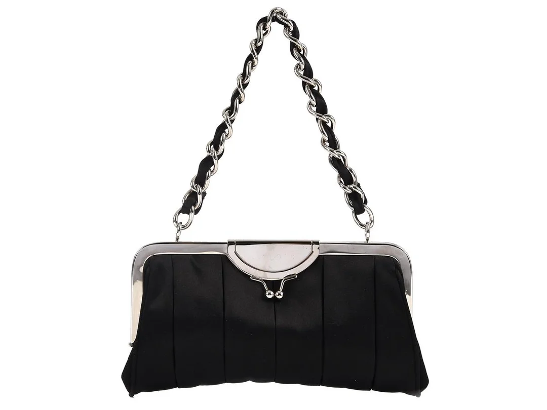 VÄSKA, DOLCE & GABBANA, svart, siden, silverfärgade beslag, 24x12 cm, dustbag. — Accessoarer/Väskor — Kaplans