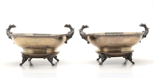 Pair of Masriera and Carreras silver centrepieces, circa 1930.