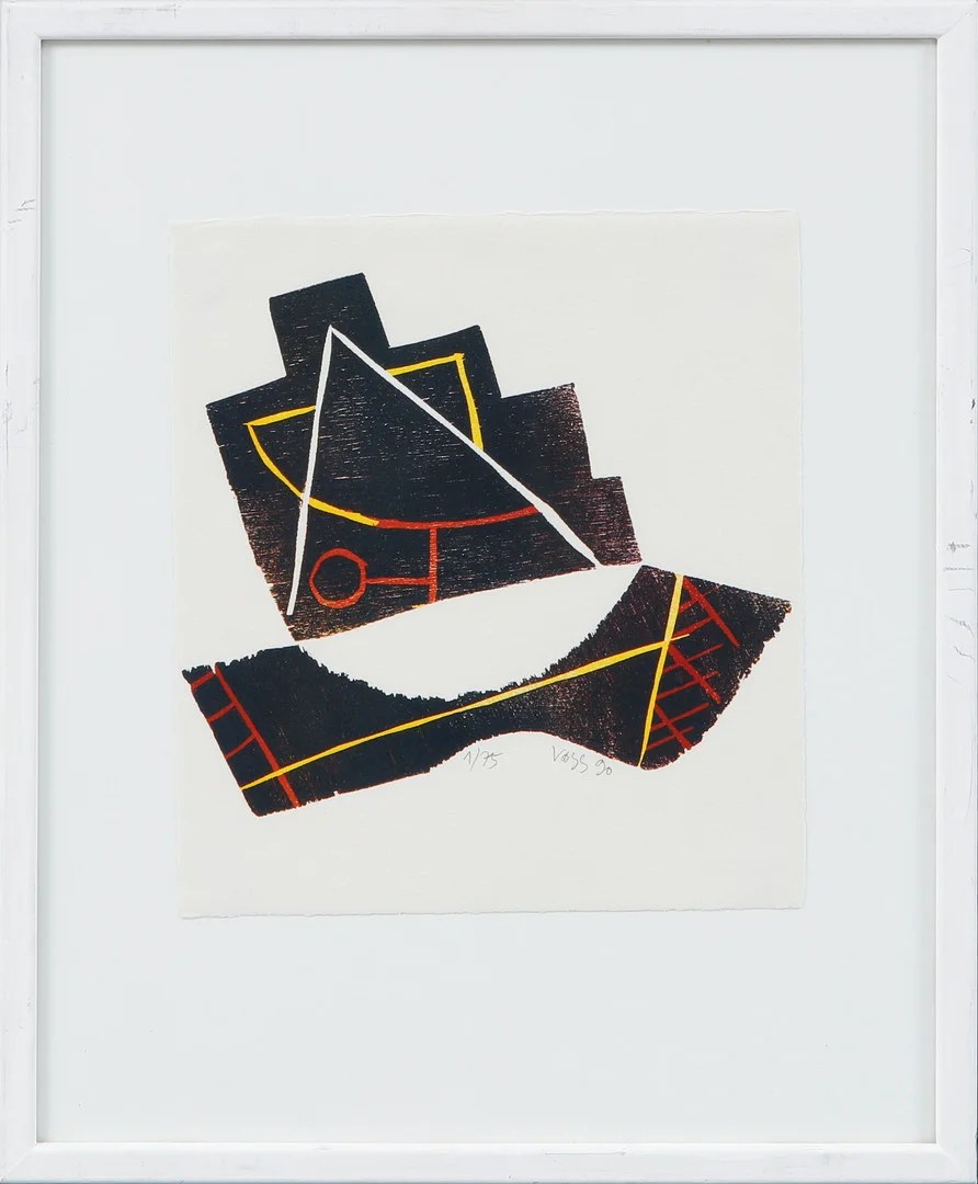 JAN VOSS. Komposition, färglitografi, signerad och numrerad 1/75. — Engravings & Prints — Göteborgs Auktionsverk