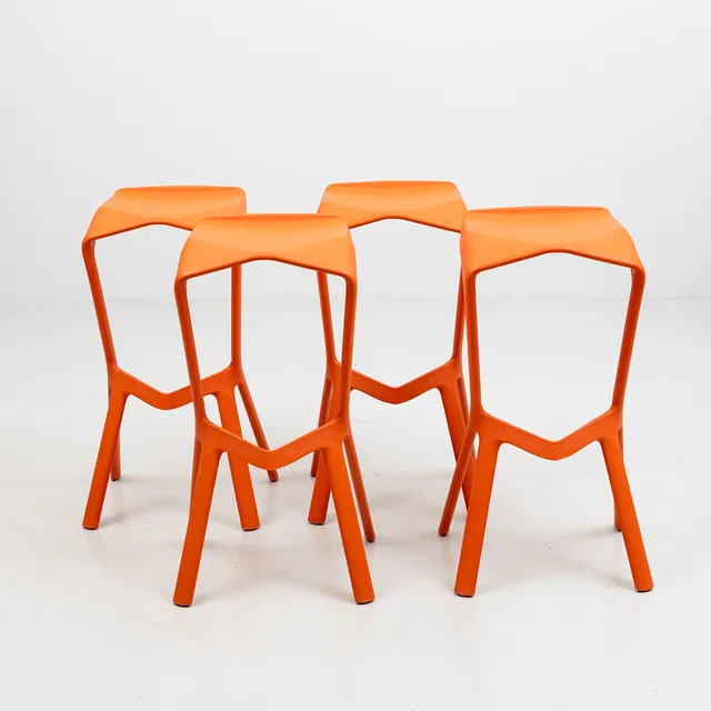 KONSTANTIN GRCIC. Barstolar, 4 st, "Miura", orange polypropelen, PLANK, Italien, 2000-tal.