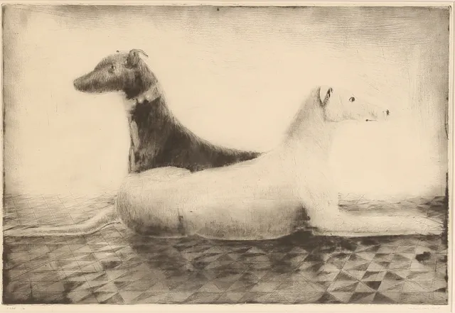 MAC HAMILTON. Etsning, "Hundar", signerad.