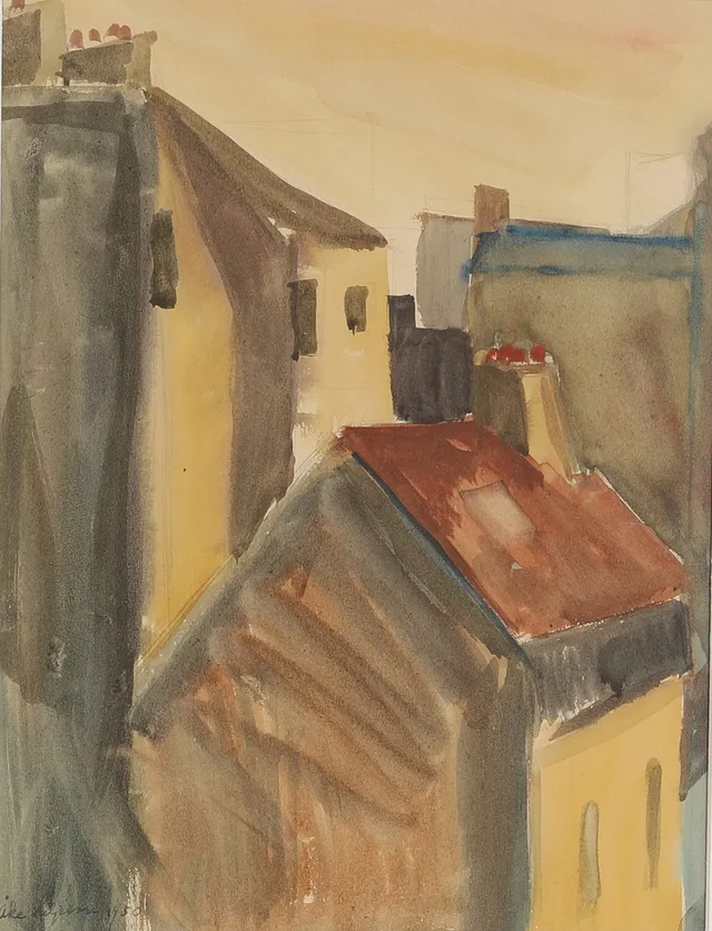 ÅKE LILJESON. Gouache, signerad, daterad 1950.