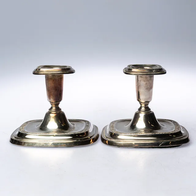 Ljusstakar, ett par, sterlingsilver, C.G Hallberg, 1950-tal.