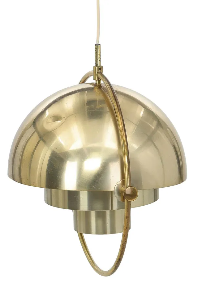 Louis Weisdorf: “Multi-lite”. Brass pendant with adjustable shades. Designed 1972. Manufactured by Lyfa. 1970s. H. 40. Diam. 35 cm.