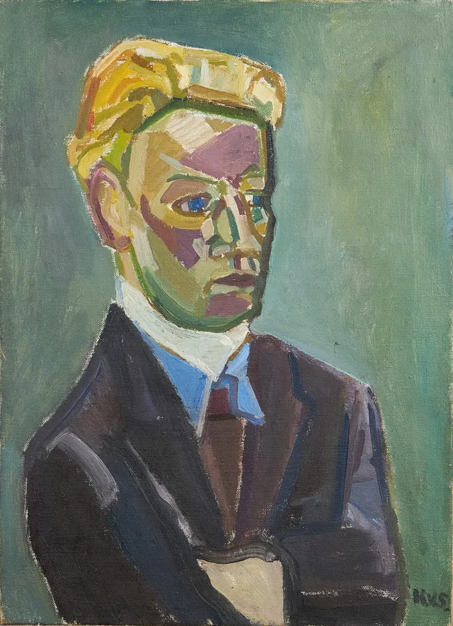 HANS VALTER SUNDBERG (1922-2004). Komposition, (möjligen självporträtt), olja på duk, signerad H.V.S.