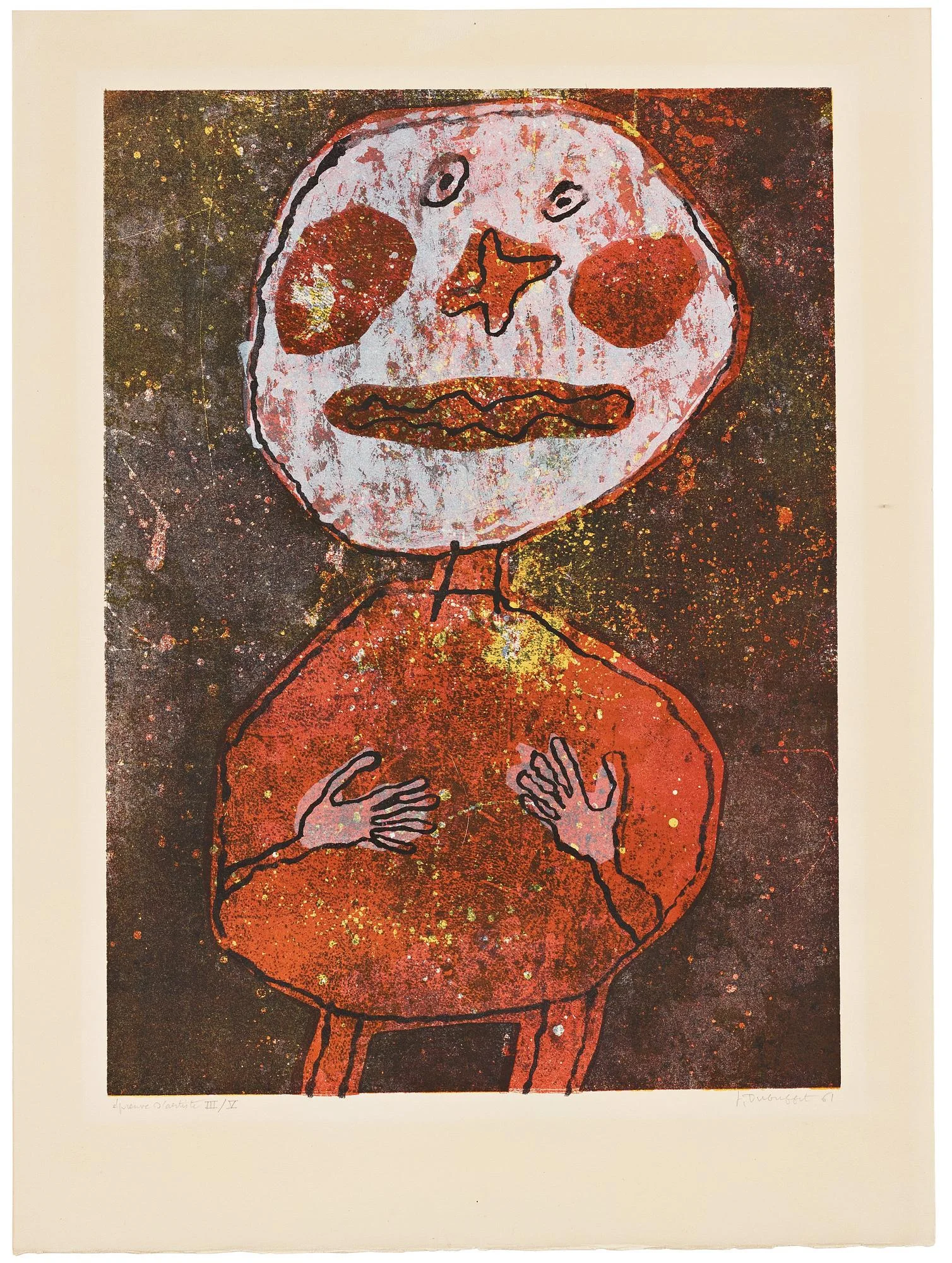 Jean Dubuffet, "Personnage au costume rouge". — Bukowskis
