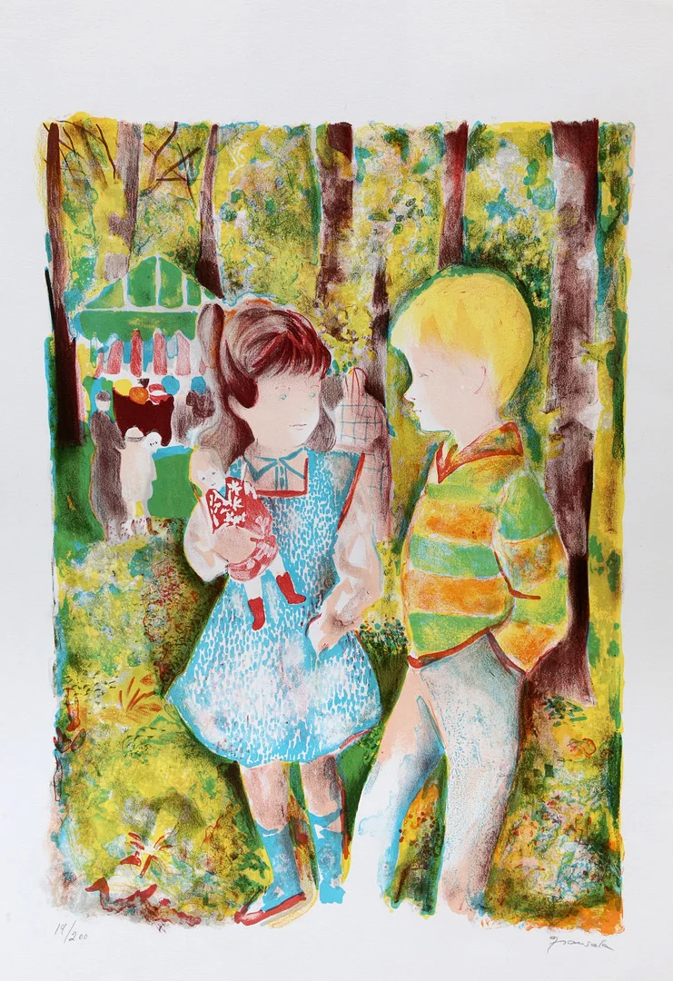 EMILI GRAU SALA. Two children. — Engravings & Prints — Balclis