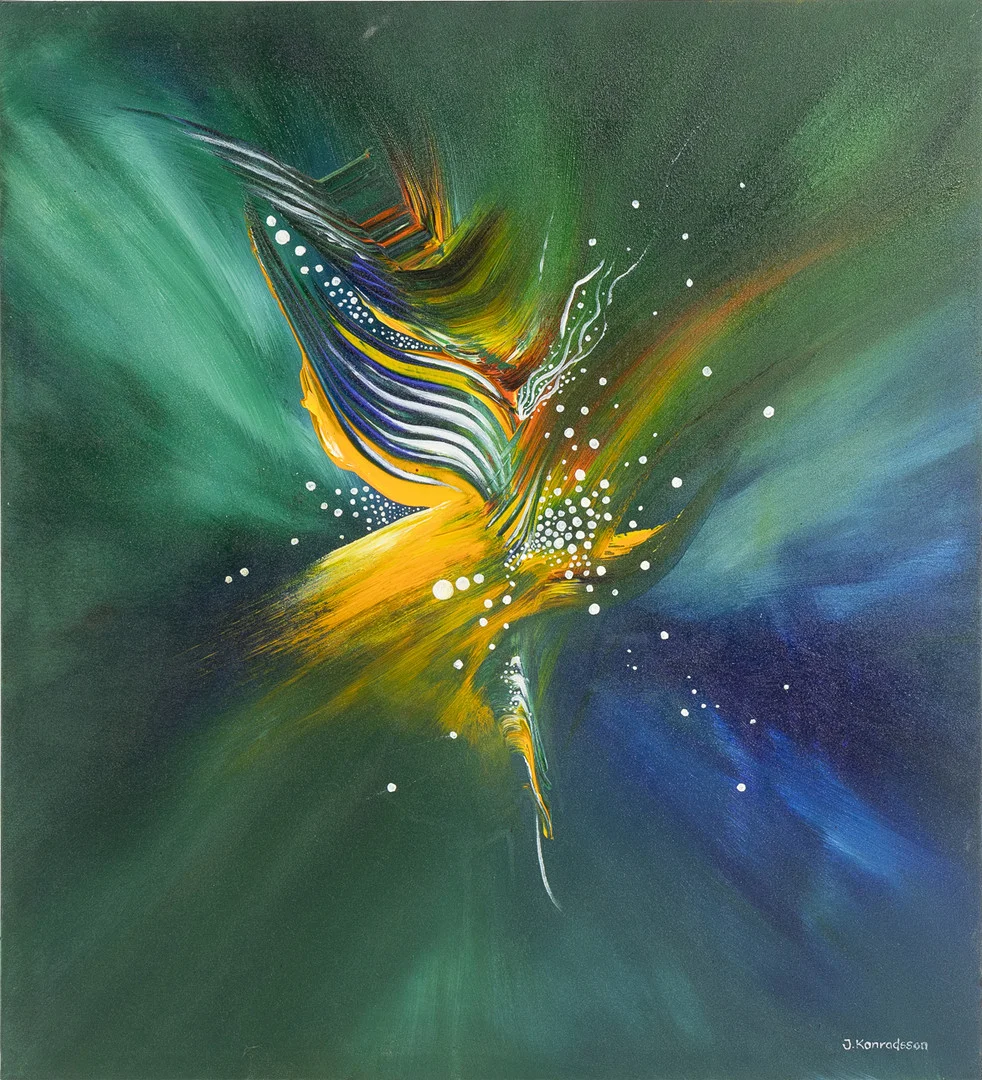 JENS KONRADSSON. "Orkide", akryl på duk. — Paintings — Stockholms Auktionsverk Helsingborg