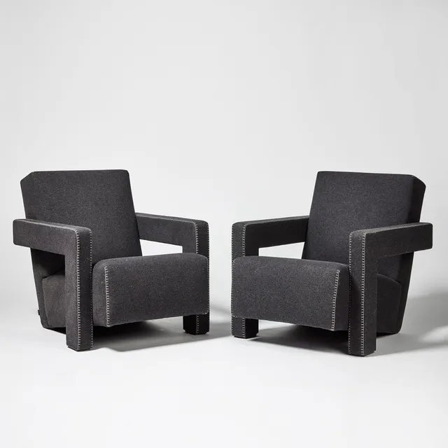 GERRIT RIETVELD. "Utrecht", fåtöljer, 1 par, Cassina, formgivna 1935.
