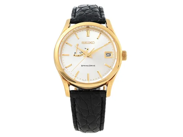 SEIKO, Spring Drive "LTD 300 Pieces", Cal 7R68, Serie nr. 020010, Ref nr. SBWA002, Boett nr. 1R68-0A20, herrur, 36,5 mm, 18K guld, manuell, safirglas, datum, gångreservsindikator, glasbaksida, läderband, originalspänne i 18K guld, cert, maj 2000, box, ytterkartong. Limiterad till 300 exemplar.