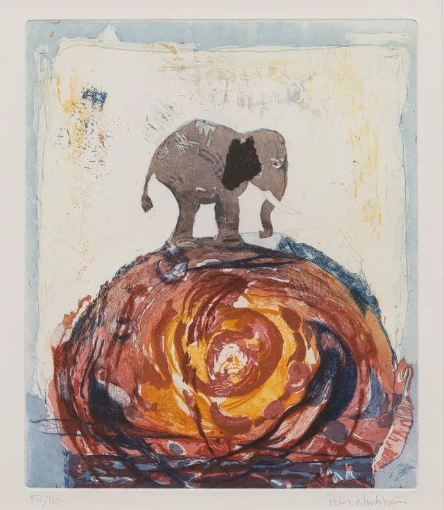 PETER NORDSTRÖM (FÖDD 1954). Elefant, litografi nr 85/160, signerad.