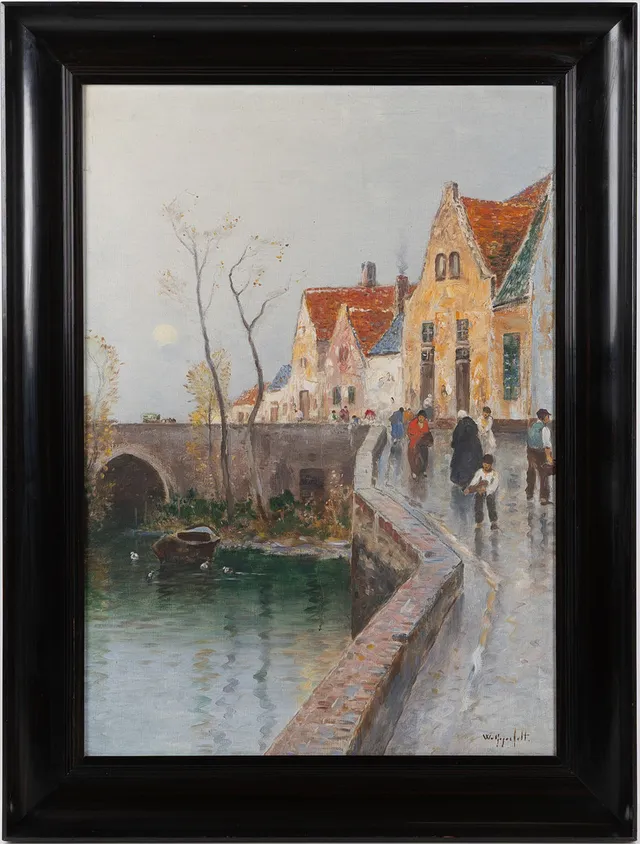 WILHELM VON GEGERFELT. Stadsmotiv med kanal, olja på duk.