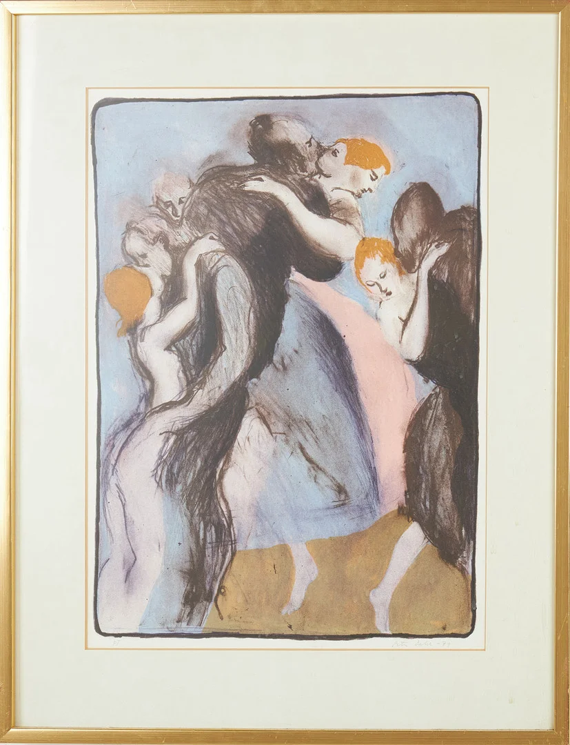 PETER DAHL. komposition med dansande par, litografi, provtryck, signerad och daterad Peter Dahl 1979. — Engravings & Prints — Stockholms Auktionsverk Sickla
