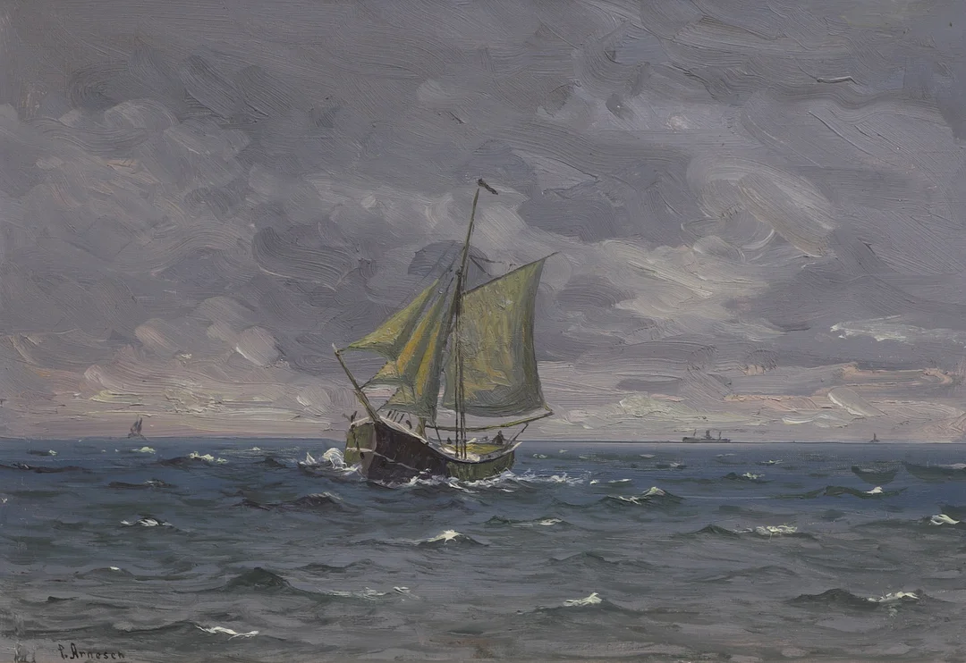 VILHELM ARNESEN. Olja på duk, segelfartyg, signerad. — Paintings — Ekenbergs Auktioner