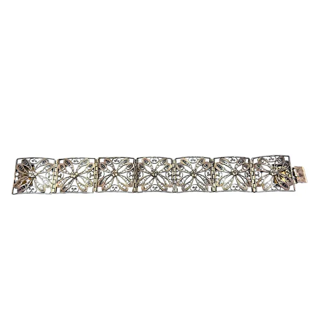 ART-DÉCO SILBERARMBAND AUS 835ER SILBER MIT KASTENVERSCHLUSS.