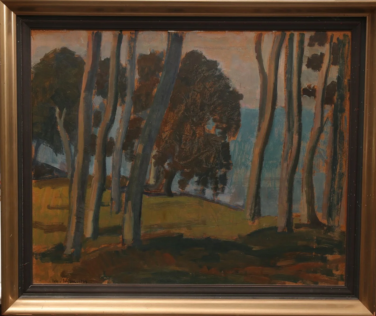 JOHAN JOHANSSON. Olja på pannå, Naturbild, signerad Joh Johansson. — Paintings — Limhamns Auktionsbyrå