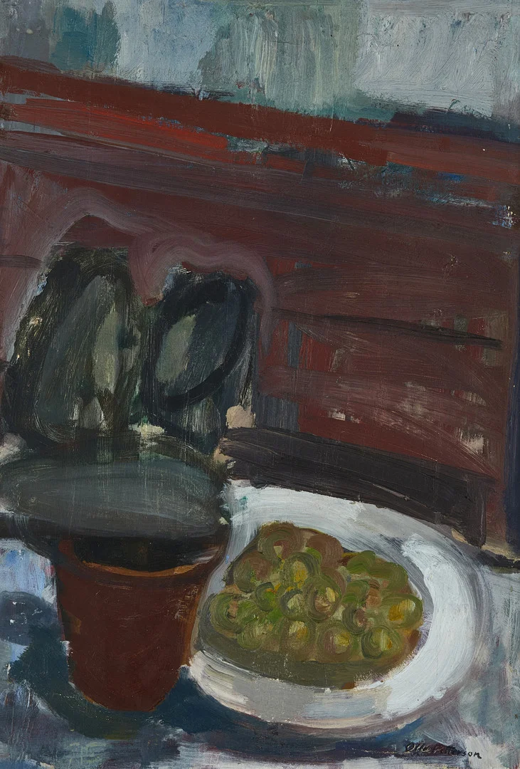 OLLE PETTERSON (1905-1990), Stilleben, signerad ’Olle Petterson’, olja på pannå. — Paintings — Crafoord Auktioner Stockholm