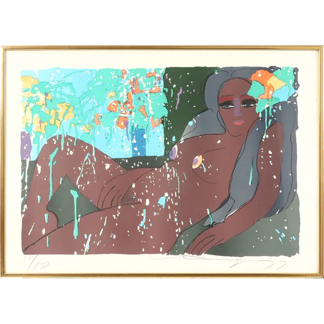 Walasse Ting. Woman's Study. Framed color lithograph (cd)