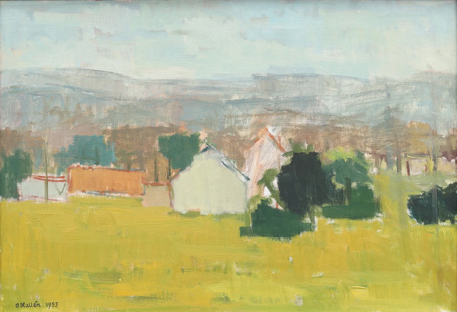 OLLE HALLÉN. "Palmas Sardinien", olja på duk, signerad och daterad, O Hallén 1955. — Paintings — Garpenhus Auktioner