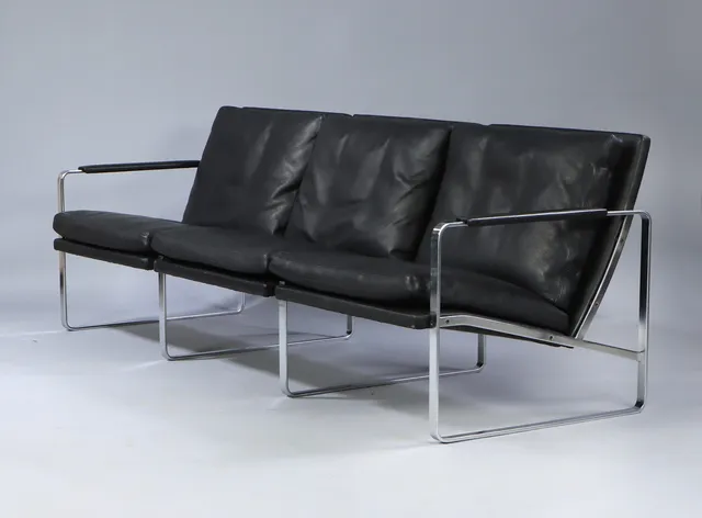 Preben Fabricius for Walter Knoll sofa, model 710, Conversation three-seater sofa, black leather