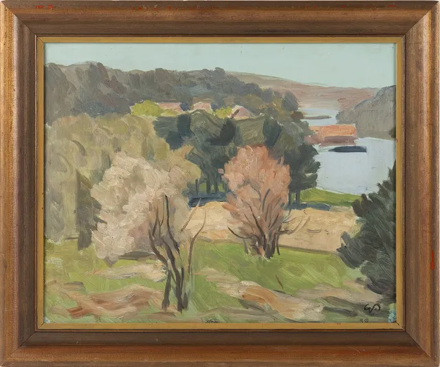 GEORG PAULI. Landskap, olja på pannå, monogramsignerad -39.
