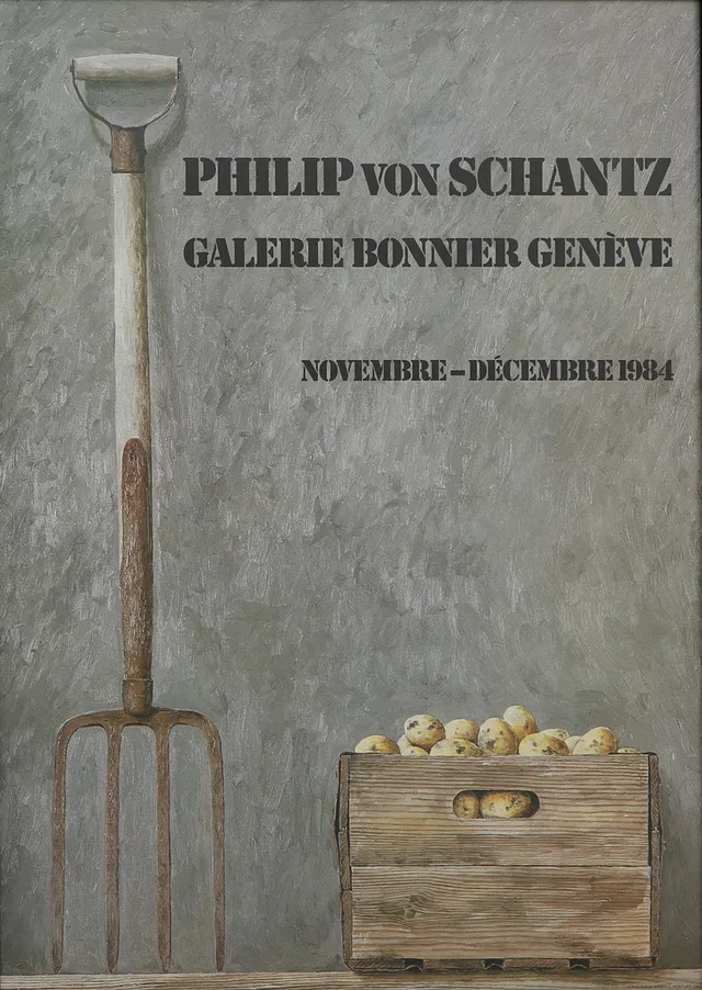 PHILIP VON SCHANTZ. Utställningsaffisch, offsettryck, Galerie Bonnier, Genève, 1984.