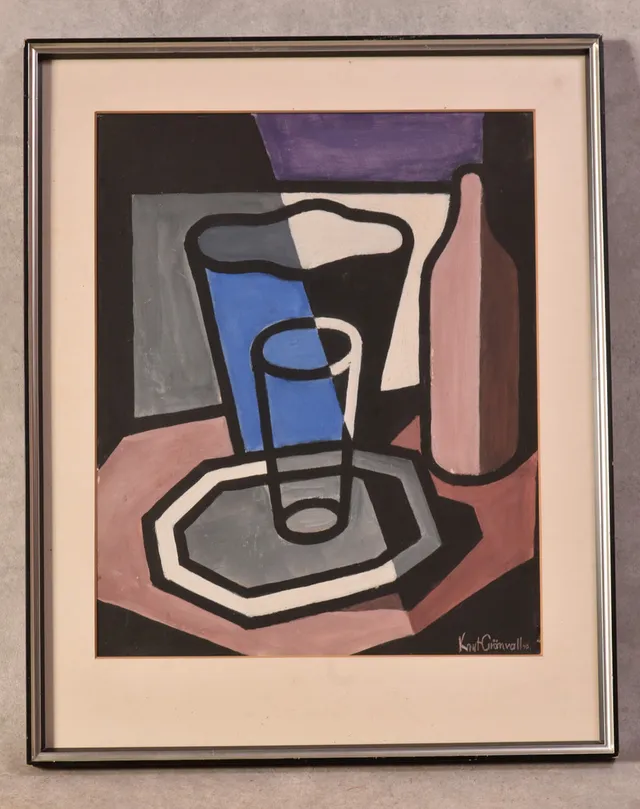 KNUT GRÖNVALL. 1892-1957 gouache signerad, daterad -46, A tergo, studie baksida.
