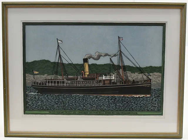 SVEN OLOF EHRÉN. S/S Göteborg built 1891. Färglitografi 132/360.