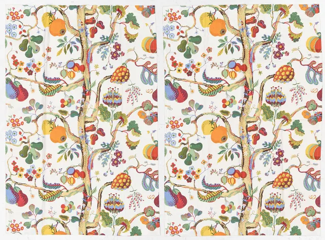 Josef Frank, gardiner, ett par, "Vegetable Tree", Firma Svenskt Tenn.