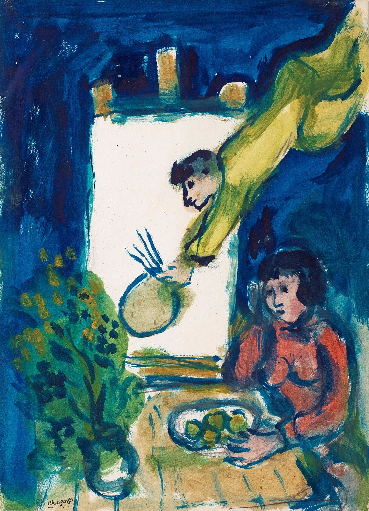 Marc Chagall, "Le peintre et Bella à table". — Bukowskis