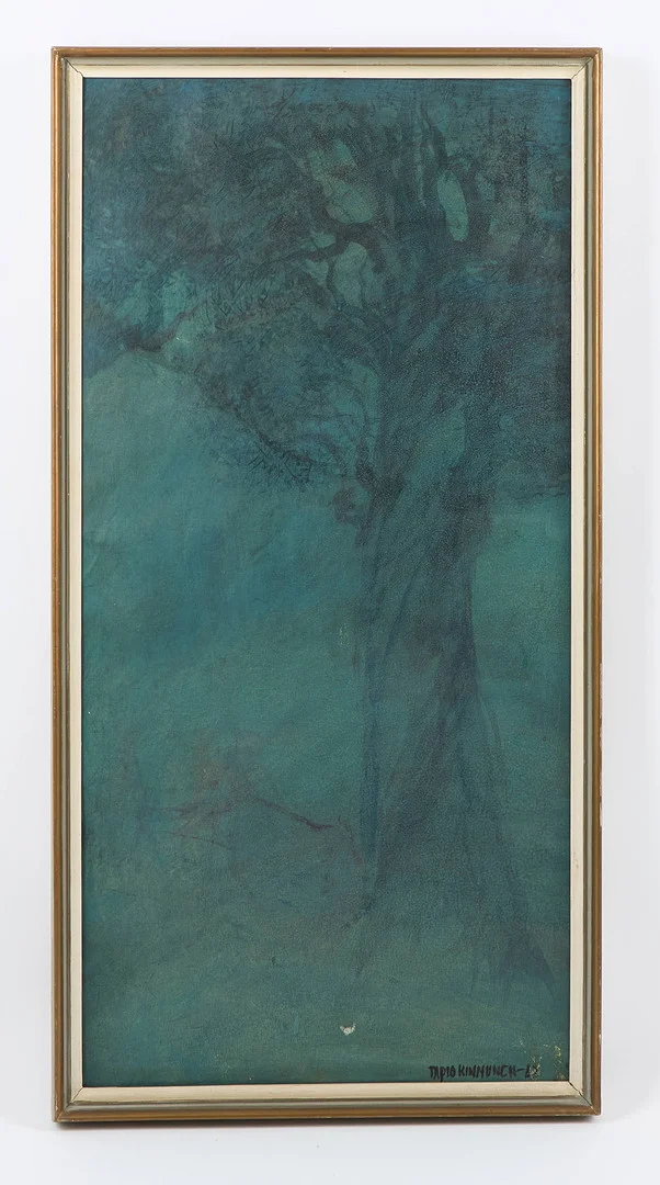 TAPIO KINNUNEN (1934-1981). Träd i spökskogen, signerad samt daterad -82, akvarell och blandteknik på papper. — Paintings — Stockholms Auktionsverk Helsinki