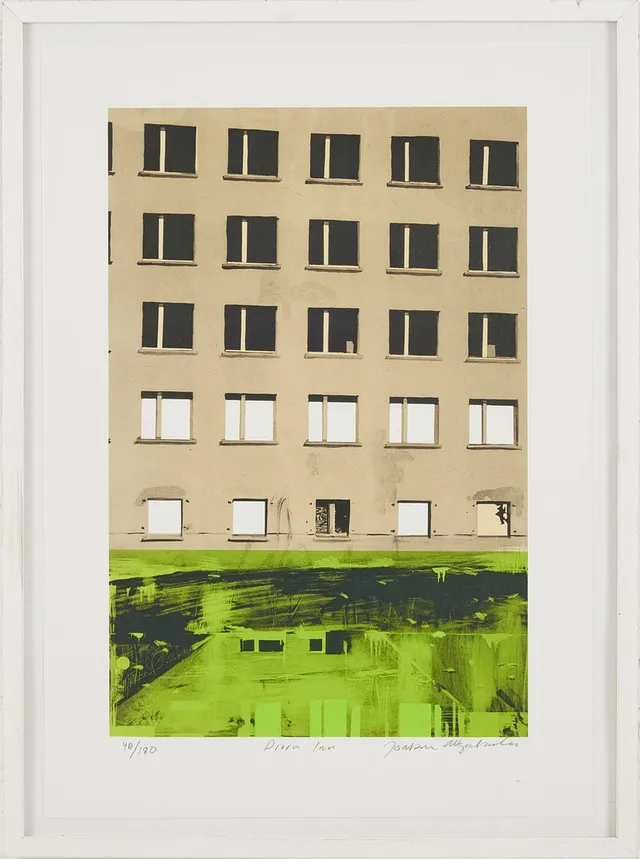 JOAKIM ALLGULANDER. "Prora Inn" färglitografi, signerad Joakim Allgulander, numrerad 40/180.