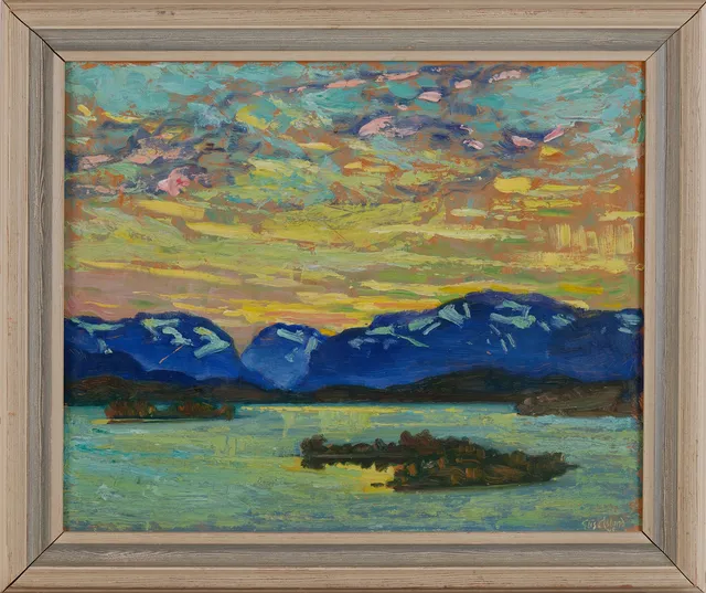 ELIS ÅSLUND (1872-1956). Landskap, olja på pannå, signerad Elis Åslund, möjligen daterad -45.