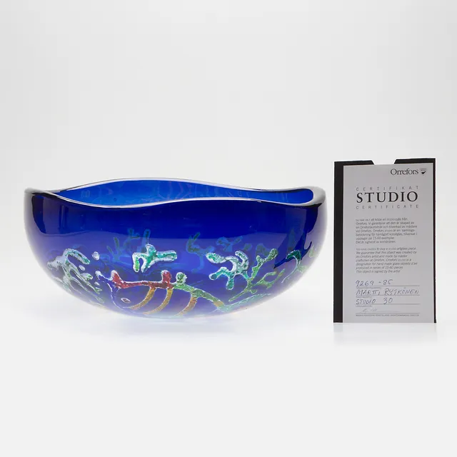 MARTTI RYTKÖNEN. BOWL, Ravenna technique, Orrefors, signed and dated 1985.