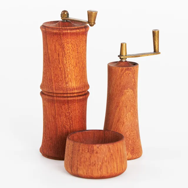 LAURIDS LØNBORG. Salt- och pepparkvarn samt saltkar, Danmark 1960-tal, teak.