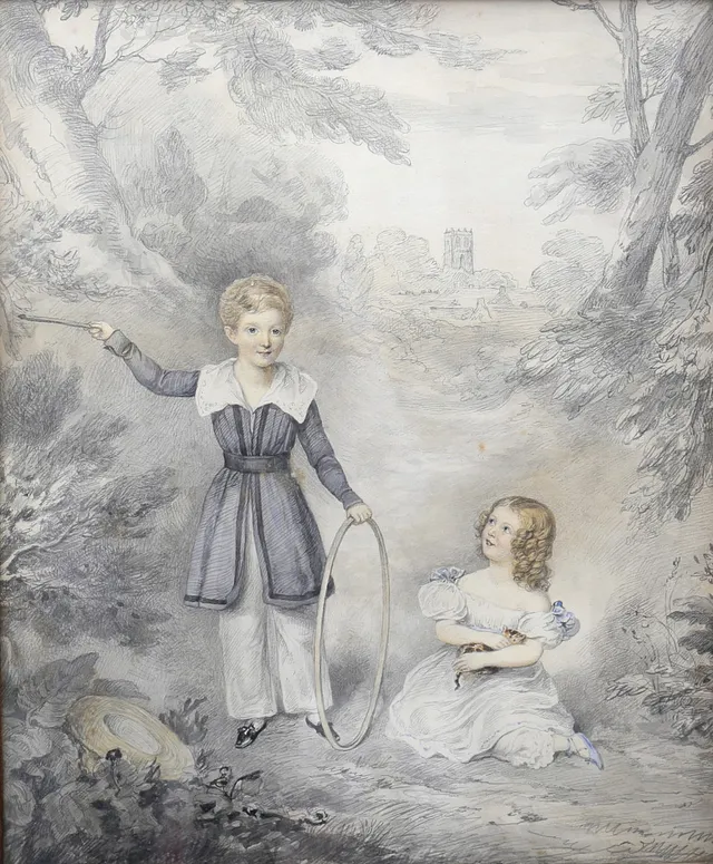 ENGLISH SCHOOL, 1831. Portrait of the brothers Thomas and Henrietta Monson.