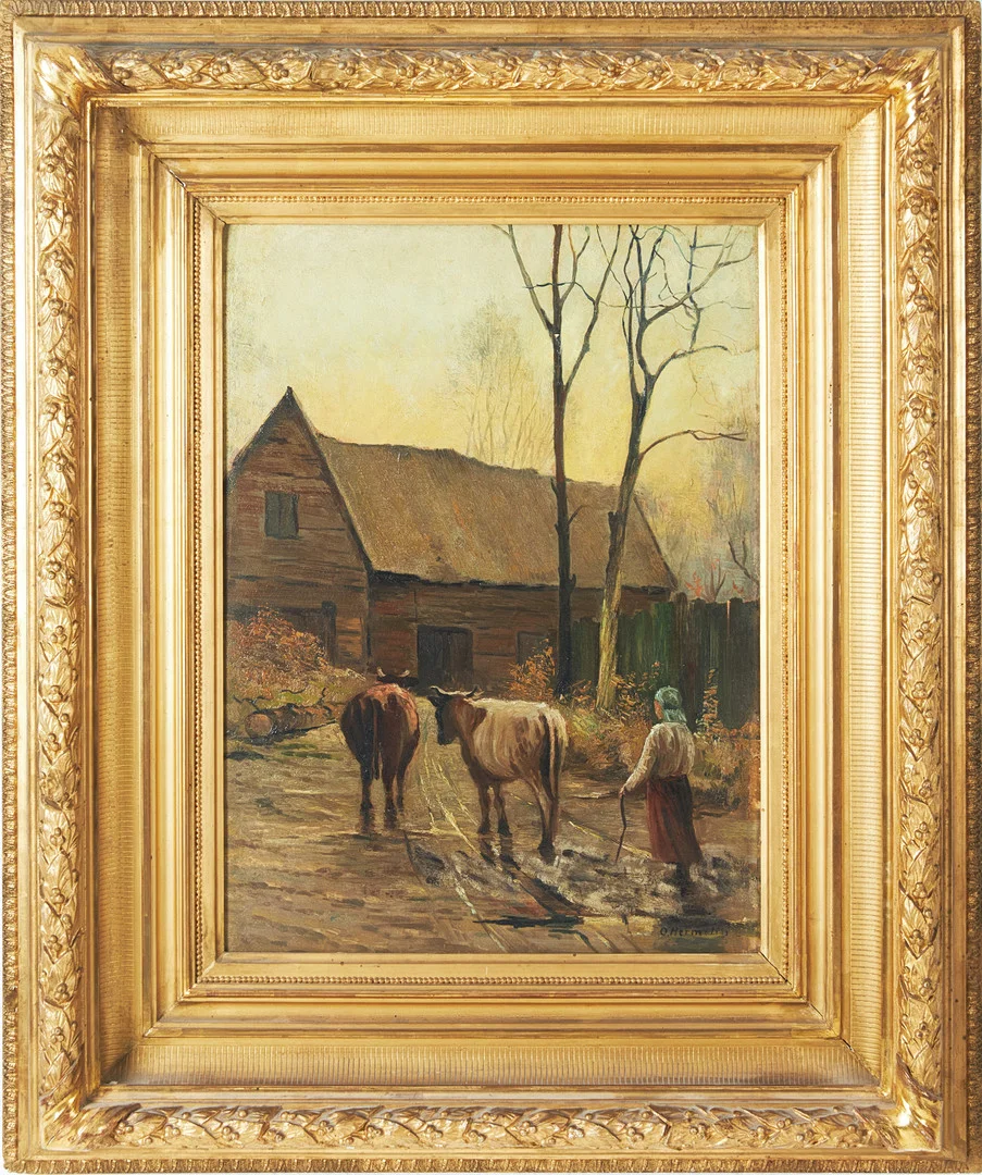 OLOF HERMELIN. Gård, olja på pannå, signerad O Hermelin. — Paintings — Stockholms Auktionsverk Magasin 5